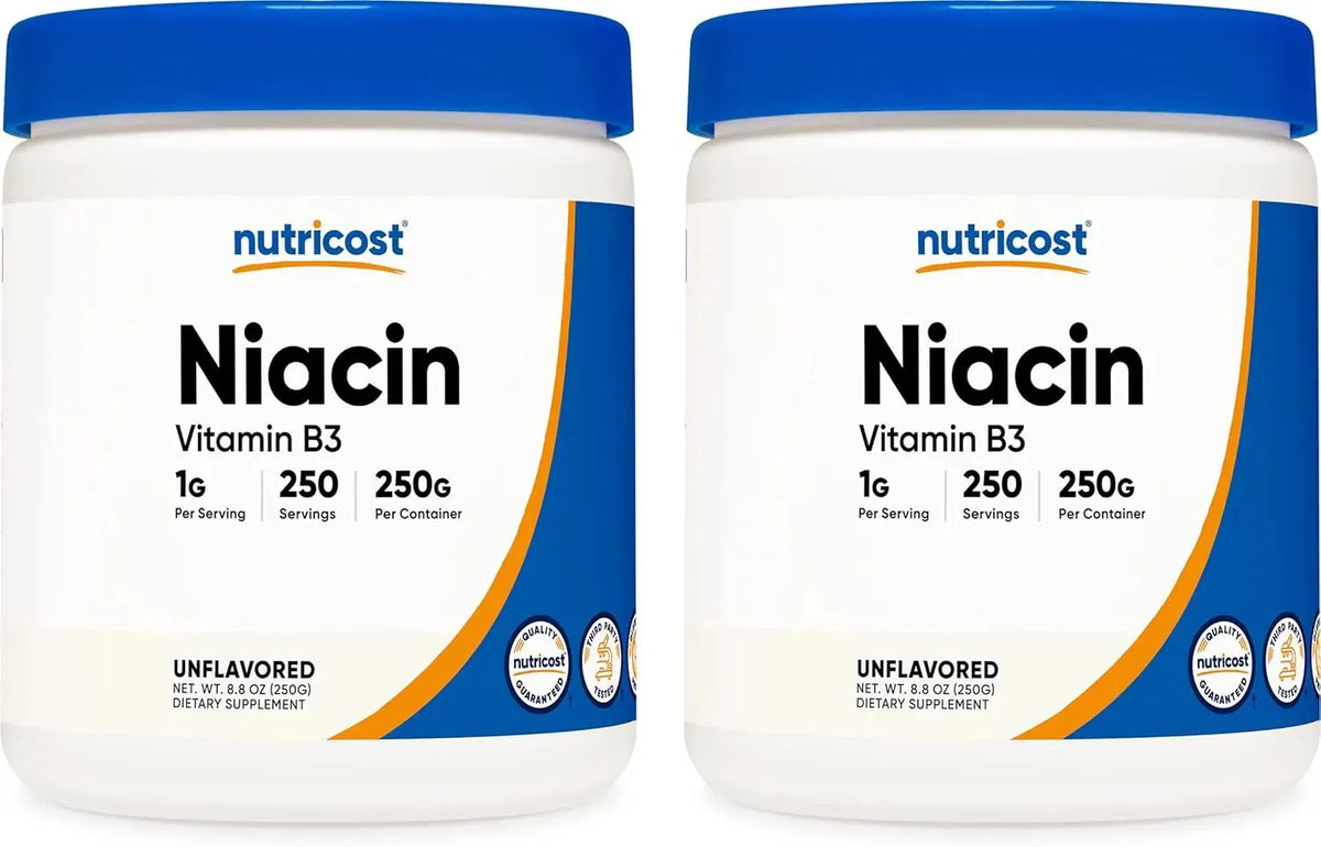 Nutricost Niacin Vitamin B3 Powder 250Gr. 2 Pack The Red Vitamin MX