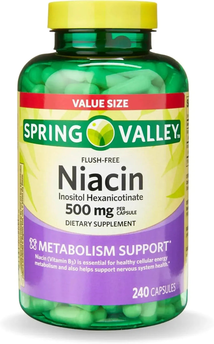 Spring Valley Vitamin B3 Niacin 500Mg. 240 Capsulas The Red Vitamin MX