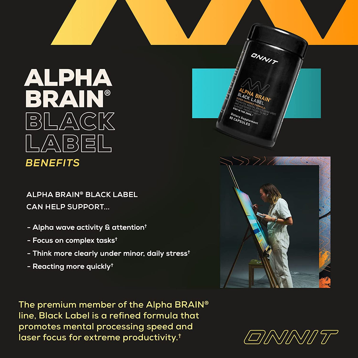 ONNIT Alpha Brain Black Label 80 Capsulas