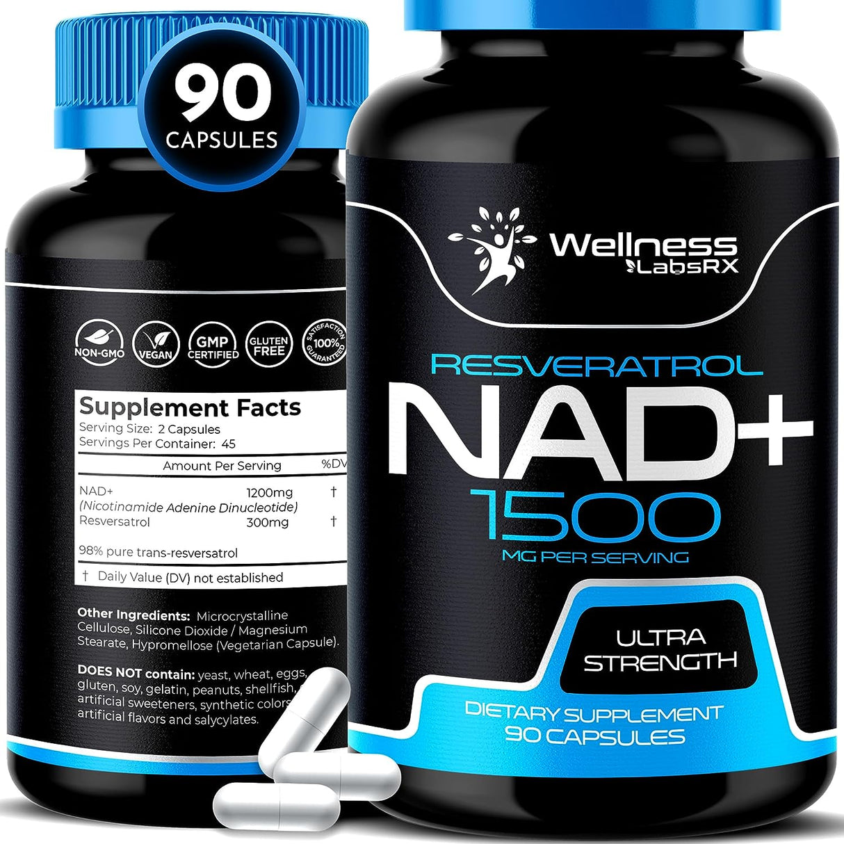 Wellness Labsrx NAD+ Resveratrol 1500Mg. 90 Capsulas