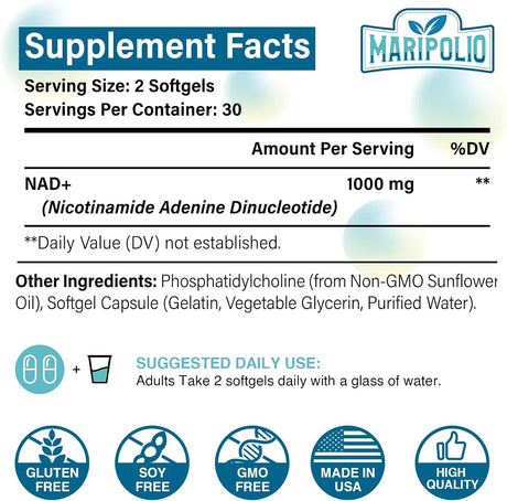 Maripolio Liposomal NAD+ Supplement 1000Mg. 60 Capsulas Blandas