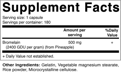 Vitamatic Bromelain Supplement 500Mg. 180 Capsulas