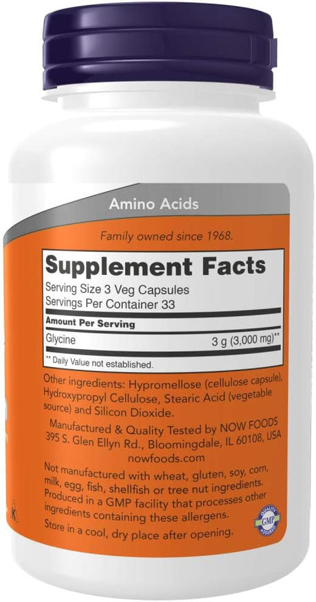 Now Supplements Glycine 1000Mg. 100 Capsulas 2 Pack