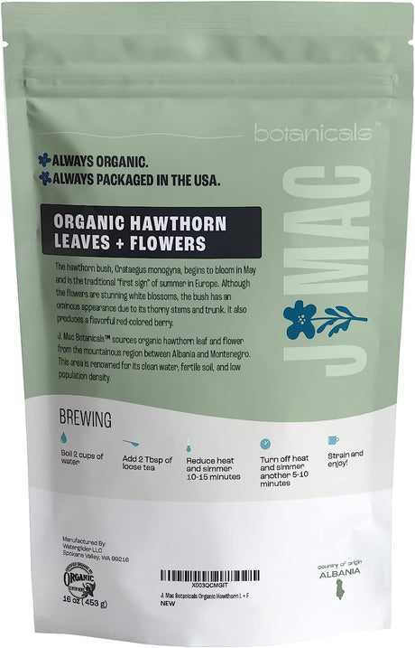 J MAC BOTANICALS Organic Hawthorn Leaf + Flower 226Gr.