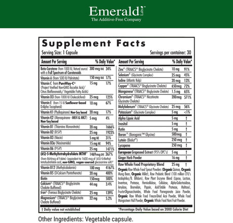 Emerald Labs Prenatal 1-Daily Multi Multivitamin 30 Capsulas