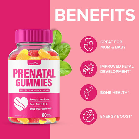 VIVE MD Prenatal Vitamin Gummies with DHA and Folic Acid 120 Gomitas