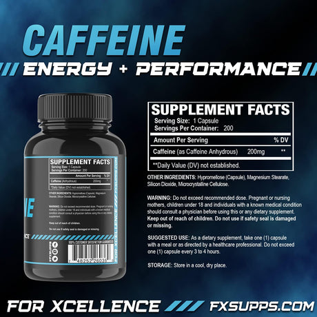 Fx Supps Caffeine 200Mg. 200 Capsulas 2 Pack