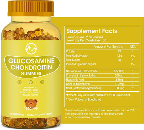 M Inch Glucosamine Chondroitin Gummies with MSM 1500Mg. 60 Gomitas 2 Pack