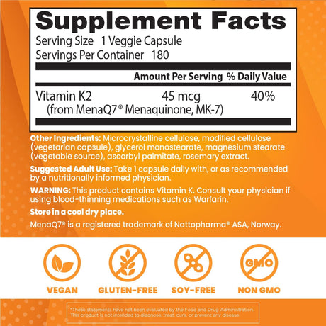 Doctor's Best Natural Vitamin K2 Mk-7 180 Capsulas