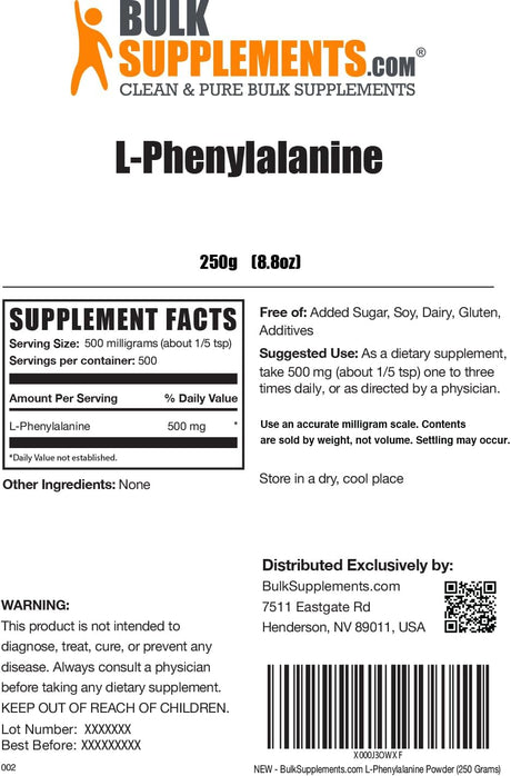 Bulk Supplements L-Phenylalanine Powder 250Gr.