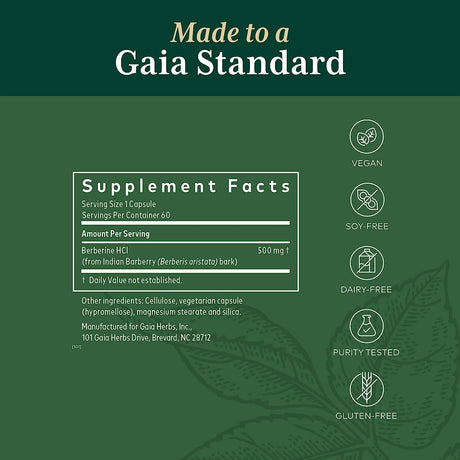 Gaia PRO Berberine Metabolic Herbal Supplement 60 Capsulas