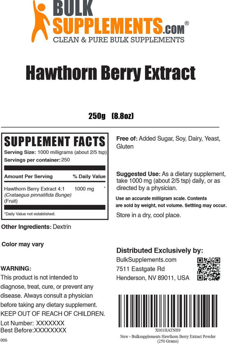 BulkSupplements Hawthorn Berry Extract Powder 250Gr.