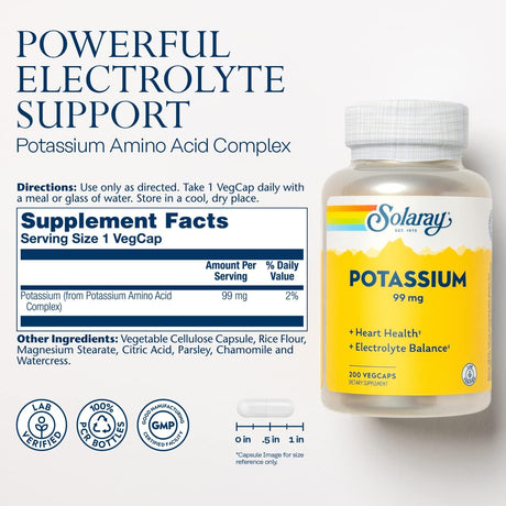 Solaray Potassium 99Mg. 200 Capsulas