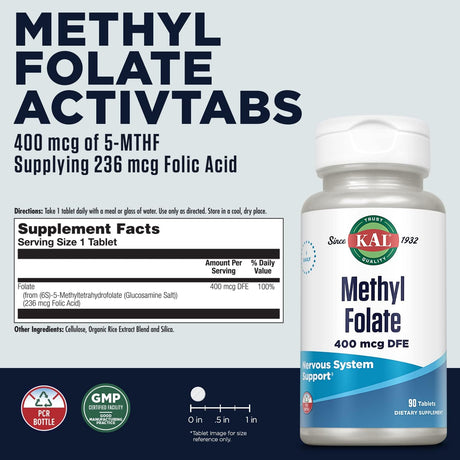 KAL Methyl Folate 400mcg 90 Tabletas