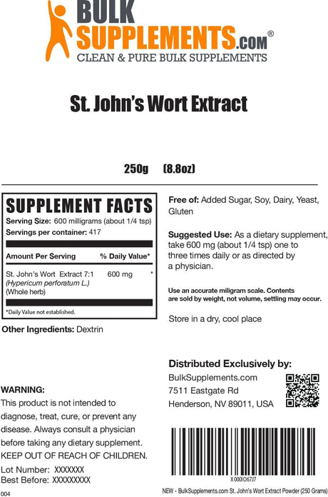 Bulk Supplements St. John's Wort Extract 250Gr.