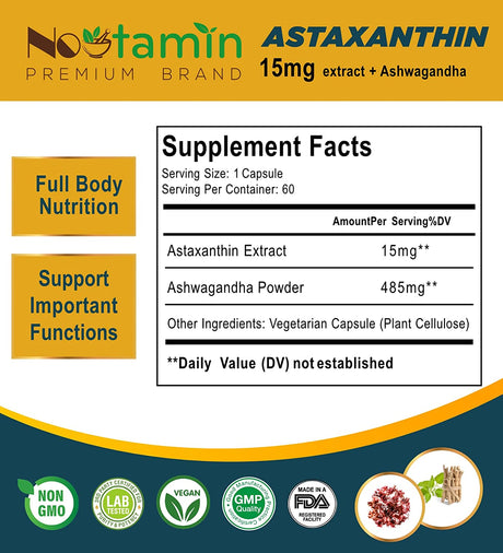 Nootamin Extra Strength Astaxanthin 15Mg. 60 Capsulas