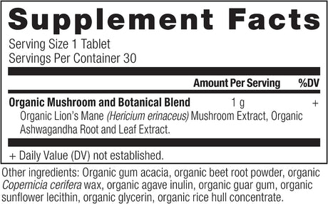 Ancient Nutrition Organic Lion's Mane Mushroom Supplement 30 Tabletas