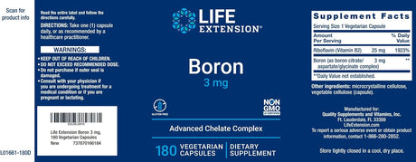Life Extension Boron 3 Mg. 180 Capsulas 2 Pack