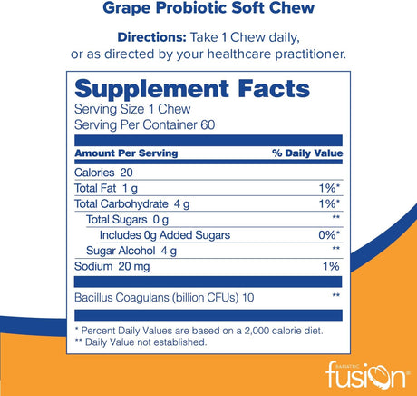 Bariatric Fusion Probiotic Soft Chews Grape Flavor 60 Masticables
