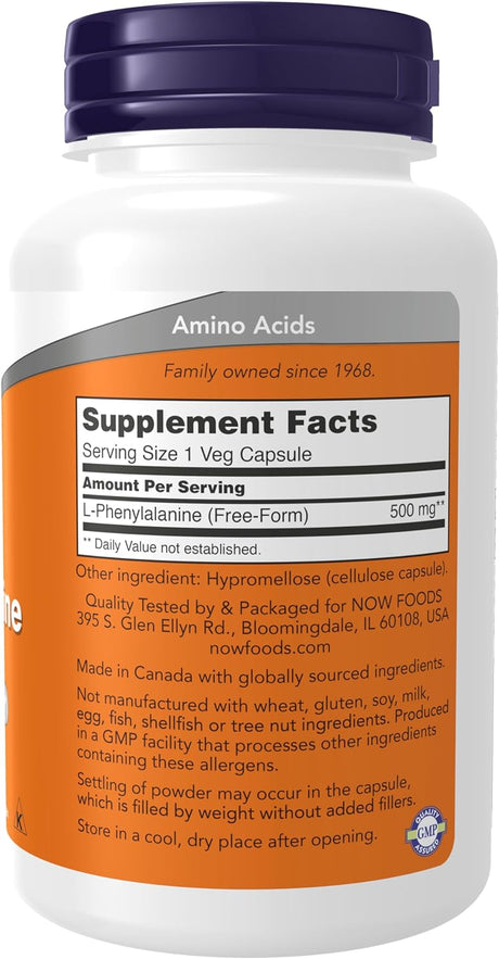 Now Supplements L-Phenylalanine 500Mg. 120 Capsulas