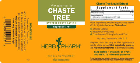 Herb Pharm Chaste Tree Liquid Extract 120Ml.
