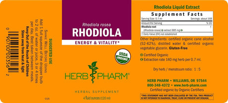 Herb Pharm Certified Organic Rhodiola Root Extract 120Ml.
