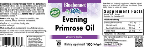 BlueBonnet Evening Primrose Oil 500Mg. 100 Capsulas Blandas