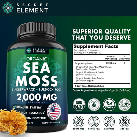 Secret Element Organic Sea Moss 120 Capsulas