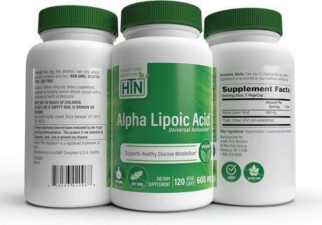 Health Thru Nutrition Alpha Lipoic Acid 600Mg. 120 Capsulas