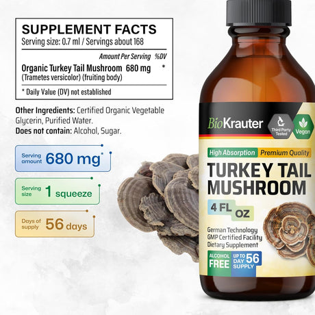 Bio Krauter Turkey Tail Mushroom Extract 4 Fl.Oz.