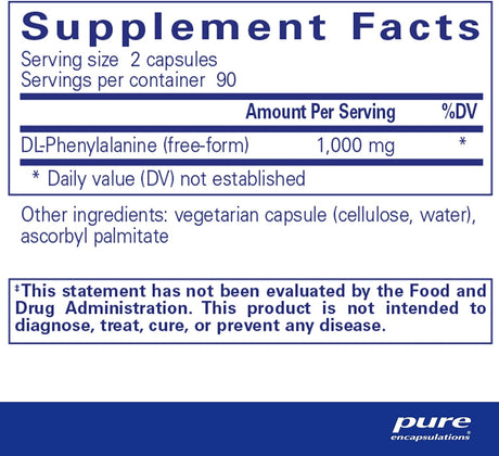 Pure Encapsulations DL-Phenylalanine 180 Capsulas