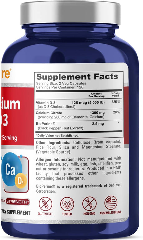 Nusapure Super Calcium 1300Mg.+Vitamin D3 240 Capsulas