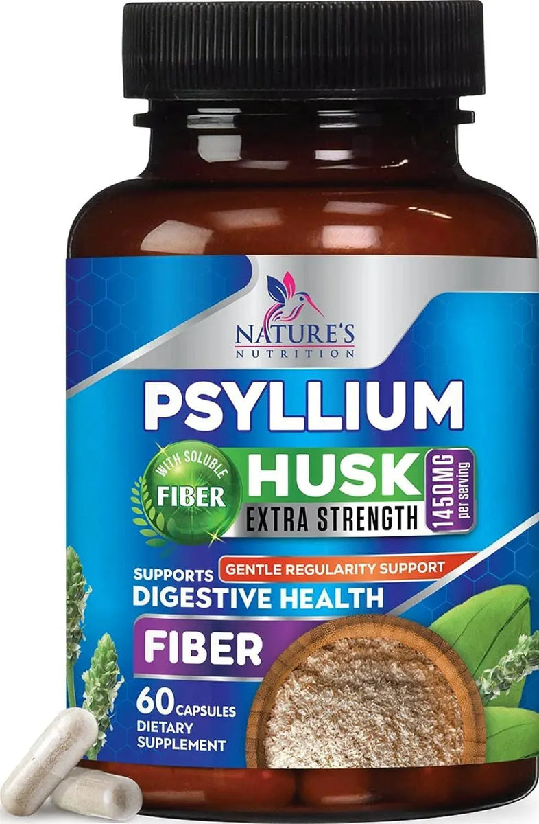 Nature's Nutrition High Absorption Psyllium Husk 1450Mg. 60 Capsulas