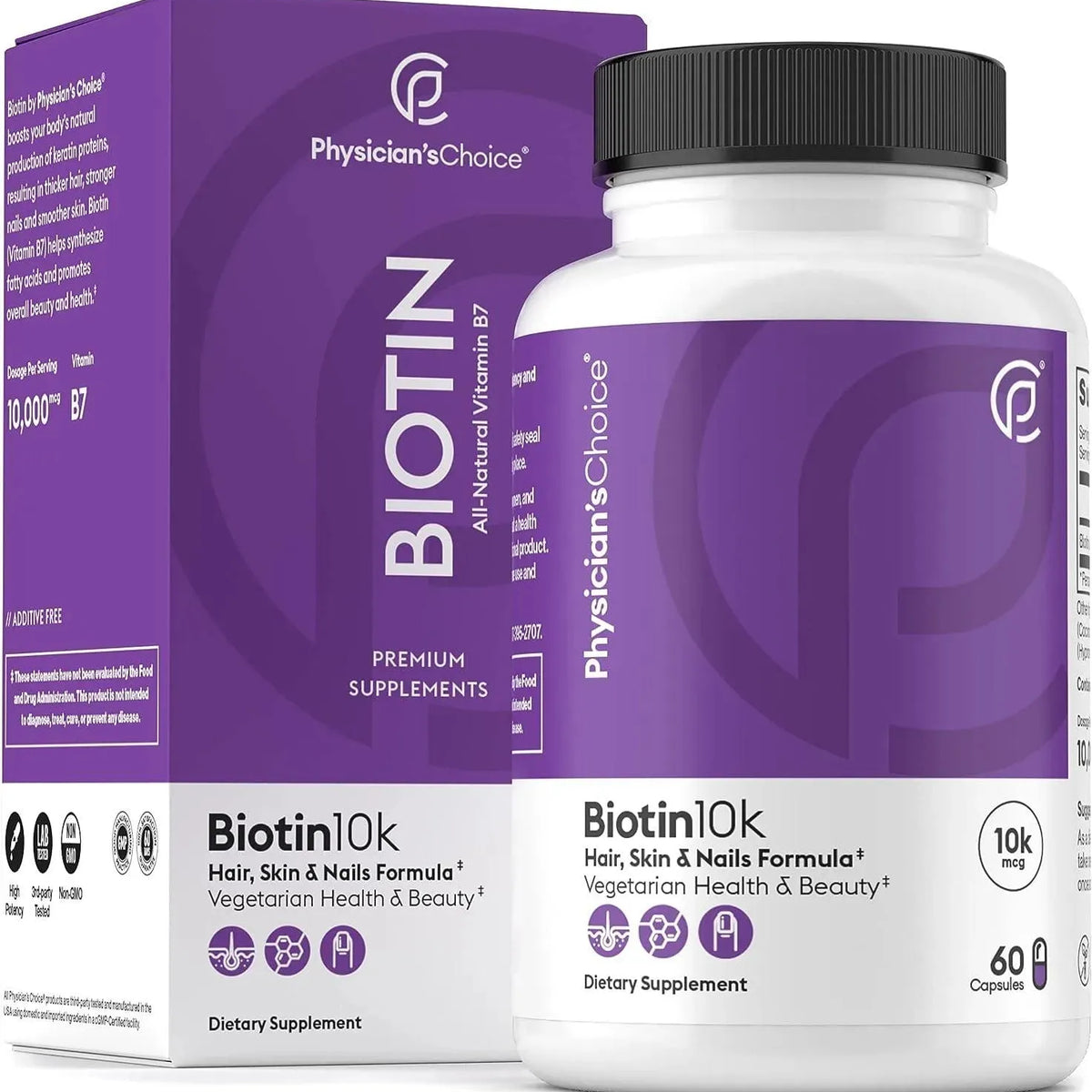 Physician's CHOICE Biotin 10000 mcg 60 Capsulas The Red Vitamin MX