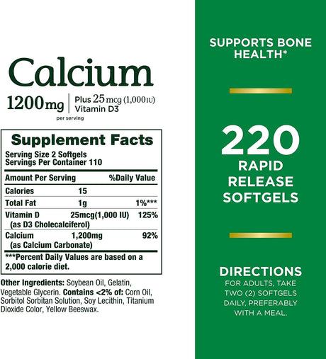 Nature´s Bounty Calcium+Vitamin D3 220 Capsulas