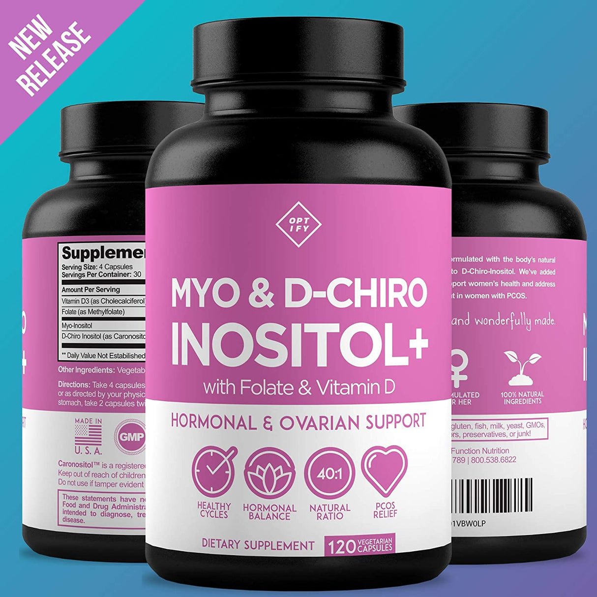 Optify Myo-Inositol and D-Chiro Inositol Plus Folate and Vitamin D 120 Capsulas