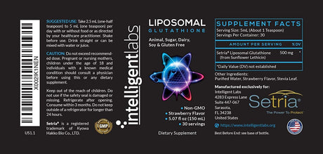 Intelligent Labs Liposomal Glutathione 500Mg. 150Ml. - The Red Vitamin