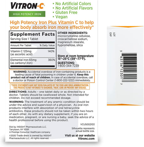 Vitron-C High Potency Iron 60 Tabletas