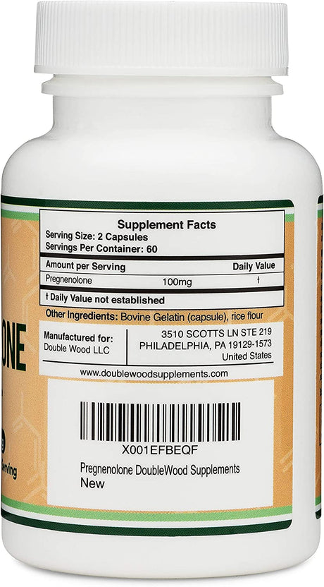 Double Wood Supplements Pregnenolone 100Mg. 120 Capsulas