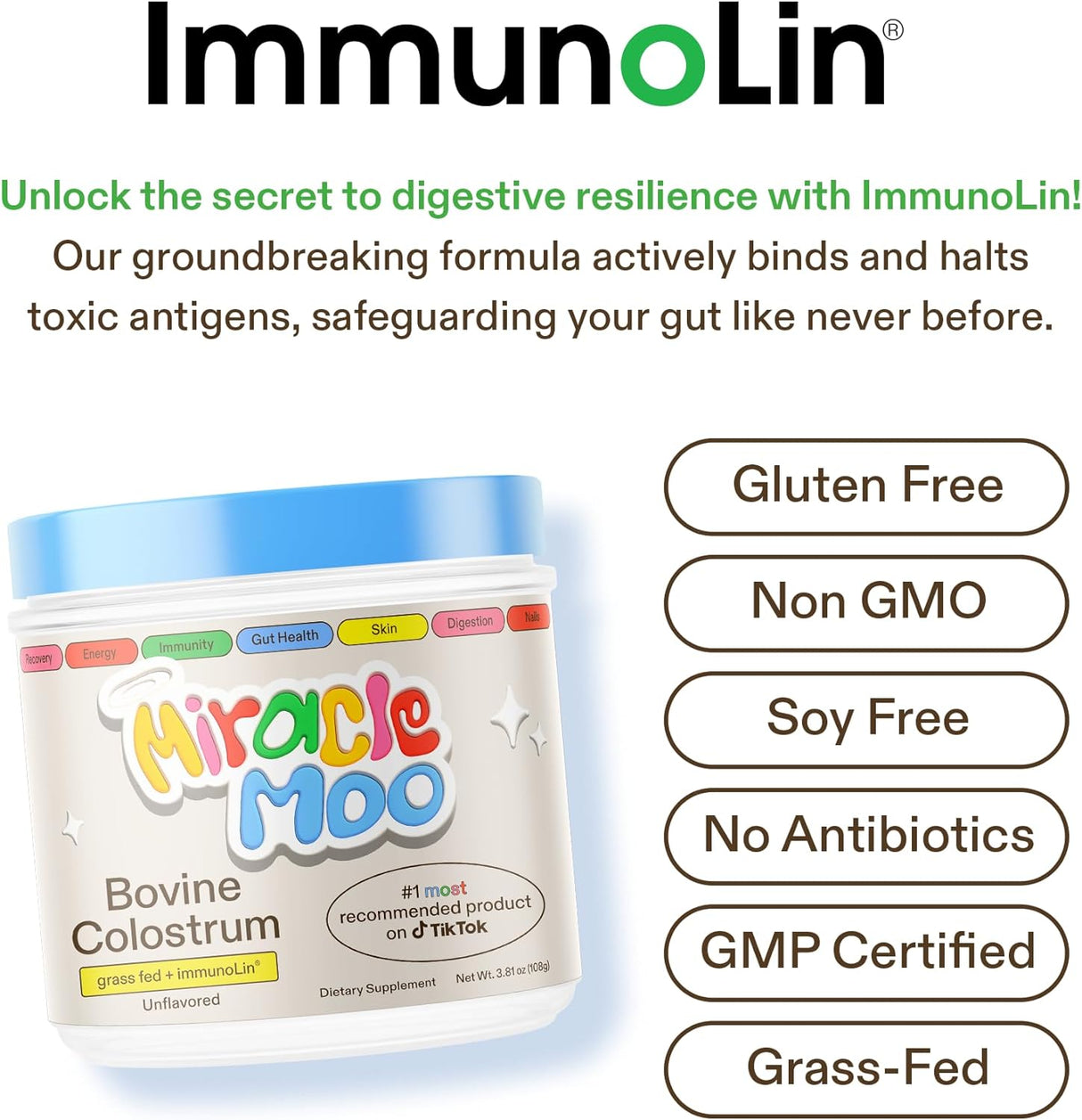 Miracle Moo Grass Fed Bovine Colostrum Supplement 3.81Oz. The Red Vitamin MX