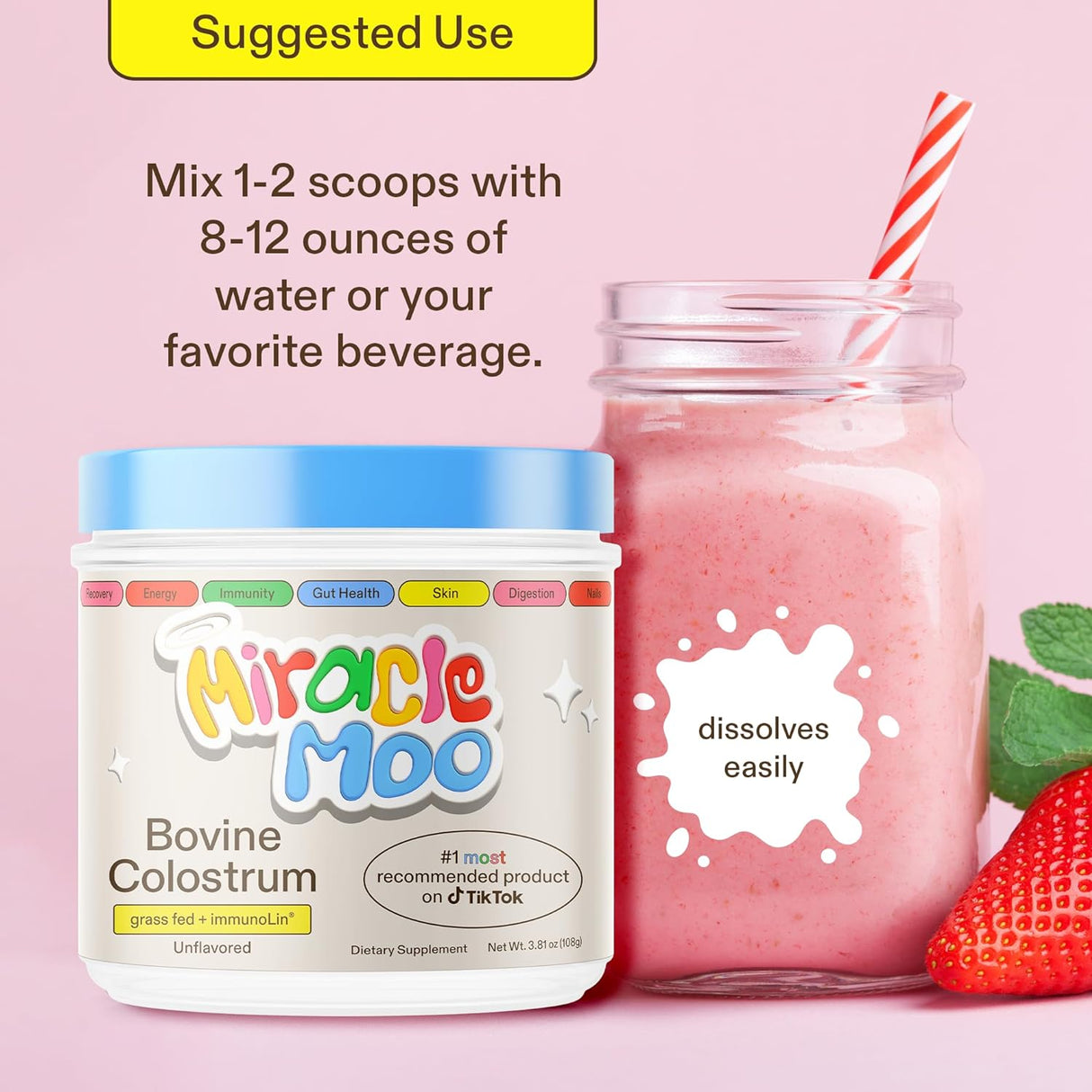 Miracle Moo Grass Fed Bovine Colostrum Supplement 3.81Oz. The Red Vitamin MX