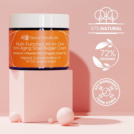 SeoulCeuticals Korean Skin Care 97.5% Snail Mucin Repair Cream 2Oz.
