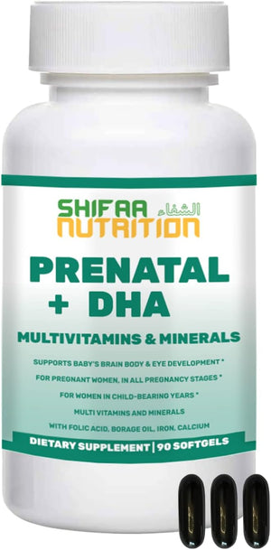 SHIFAA NUTRITION Halal Prenatal Vitamins 90 Capsulas Blandas