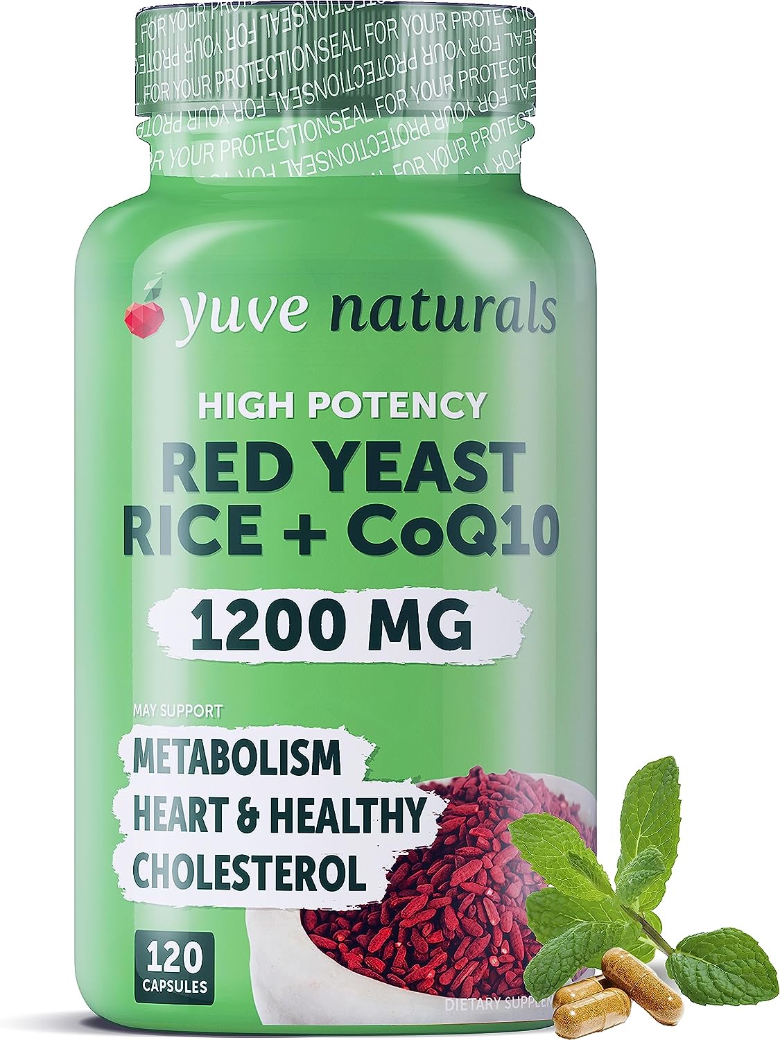 Yuve Naturals Red Yeast Rice 1200Mg. 120 Capsulas