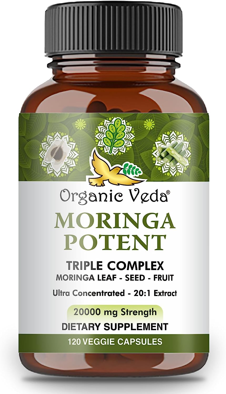 Organic Veda Moringa Capsules Potent Extracts 120 Capsulas