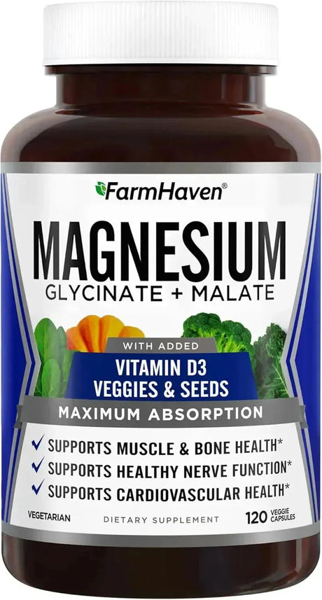 FARMHAVEN - FarmHaven Magnesium Glycinate & Malate Complex 120 Capsulas - The Red Vitamin MX - Suplementos Alimenticios - {{ shop.shopifyCountryName }}