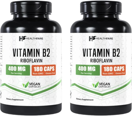 HEALTHFARE - Healthfare Vitamin B2 Riboflavin 400Mg. 180 Capsulas 2 Pack - The Red Vitamin MX - Suplementos Alimenticios - {{ shop.shopifyCountryName }}
