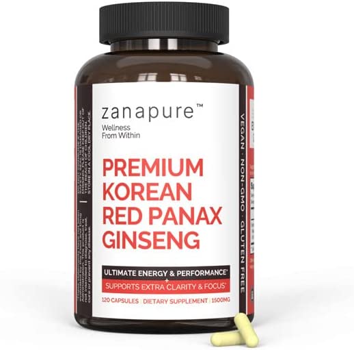 Zanapure Premium Korean Red Panax Ginseng Capsules 1500Mg. 120 Capsulas