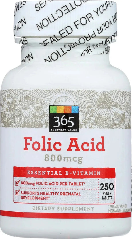 365 - 365 Everyday Value Folic Acid 800mcg 250 Tabletas - The Red Vitamin MX - Suplementos Alimenticios - {{ shop.shopifyCountryName }}