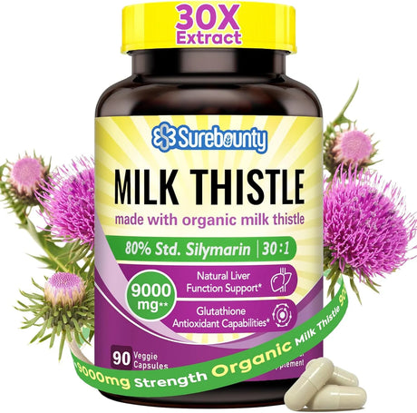 SUREBOUNTY - Surebounty Organic Milk Thistle 9000Mg. 90 Capsulas - The Red Vitamin MX - Suplementos Alimenticios - {{ shop.shopifyCountryName }}